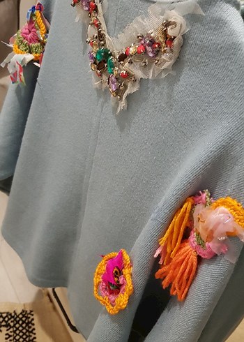 Mavi Kendi Tasarımım Bohem Kadın Kazak - Görsel 6