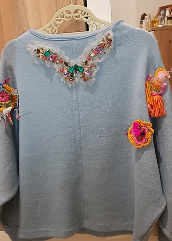 Mavi Kendi Tasarımım Bohem Kadın Kazak - Görsel 4