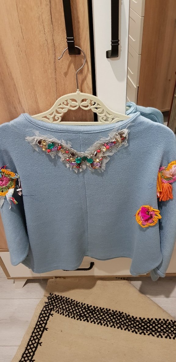 Mavi Kendi Tasarımım Bohem Kadın Kazak - Görsel 3