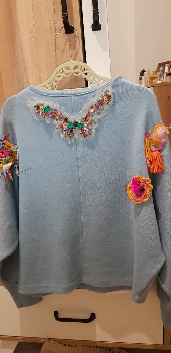 Mavi Kendi Tasarımım Bohem Kadın Kazak - Görsel 4