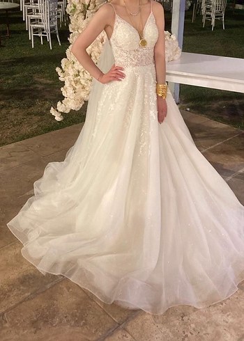 Modern Klasik Beyaz Straplez Gelinlik - Görsel 5