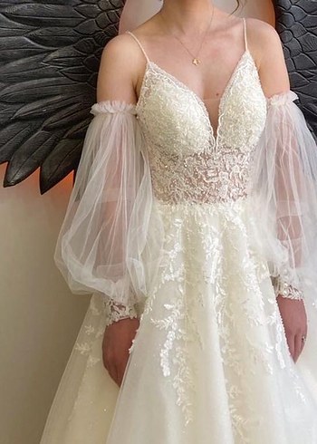 Modern Klasik Beyaz Straplez Gelinlik - Görsel 3