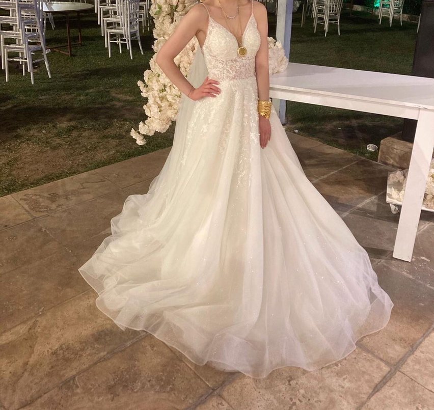 Modern Klasik Beyaz Straplez Gelinlik - Görsel 5