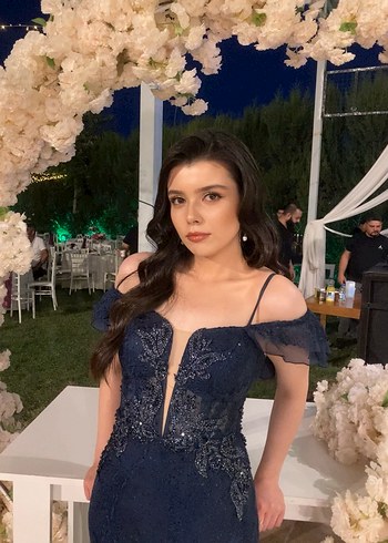 Lacivert Straplez Uzun Abiye Elbise - Görsel 2