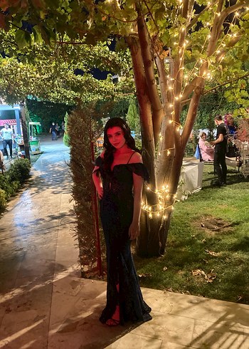 Lacivert Straplez Uzun Abiye Elbise - Görsel 3