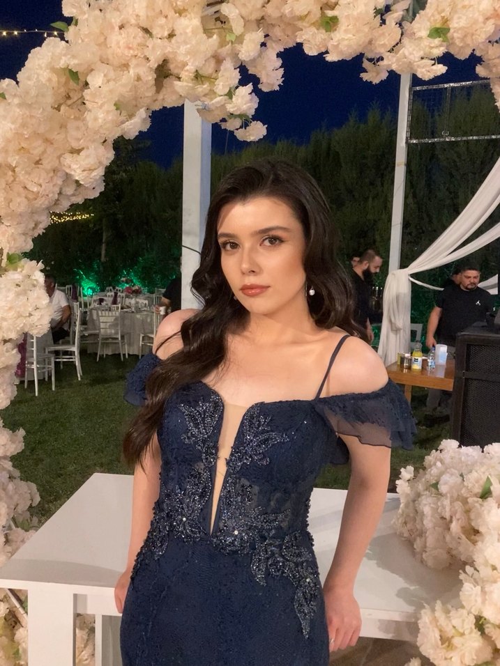 Lacivert Straplez Uzun Abiye Elbise - Görsel 2