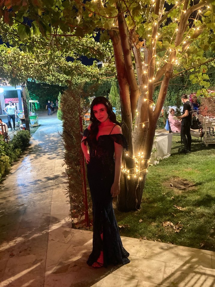 Lacivert Straplez Uzun Abiye Elbise - Görsel 3