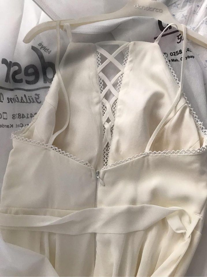 Bohem A Kesim Uzun Beyaz Gelinlik - Görsel 5