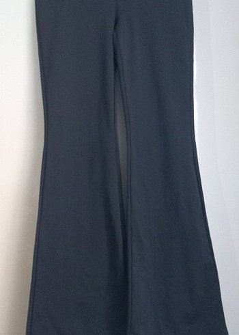 Siyah Kadın likralı Normal Boy İspanyol Paça Pantolon - Görsel 2