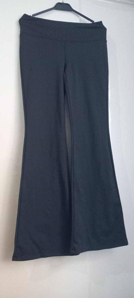 Siyah Kadın likralı Normal Boy İspanyol Paça Pantolon - Görsel 2