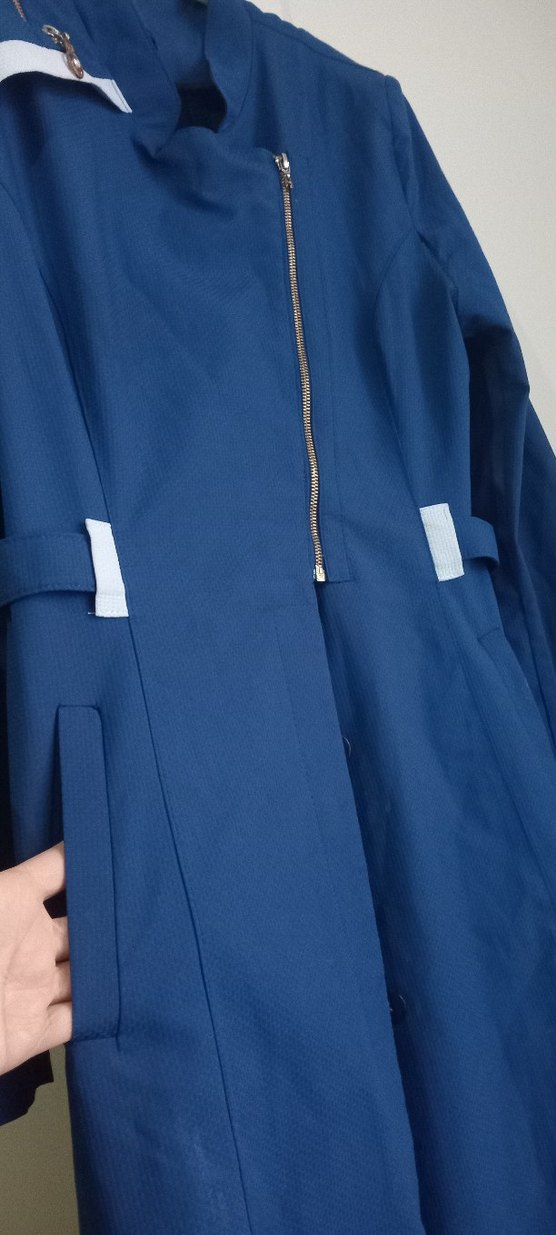 Mavi Uzun Hamile Ceketi Fermuarlı - Görsel 2