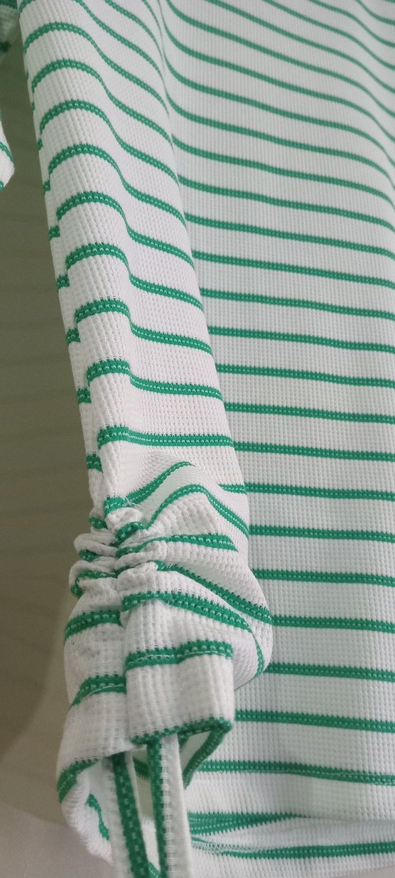 Kız Çocuk Yeşil Çizgili Uzun Kollu Triko Tişört - Görsel 3