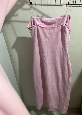 BERSHKA elbise Pembe İnce Askılı diz altı Kadın Elbise - Görsel 4