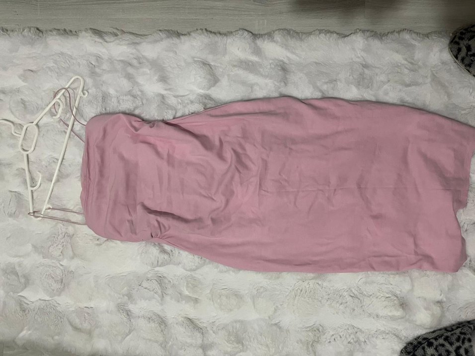 BERSHKA elbise Pembe İnce Askılı diz altı Kadın Elbise - Görsel 3
