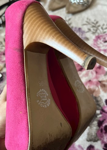 Pembe Süet Dolgu Topuklu Kadın Stiletto - Görsel 3