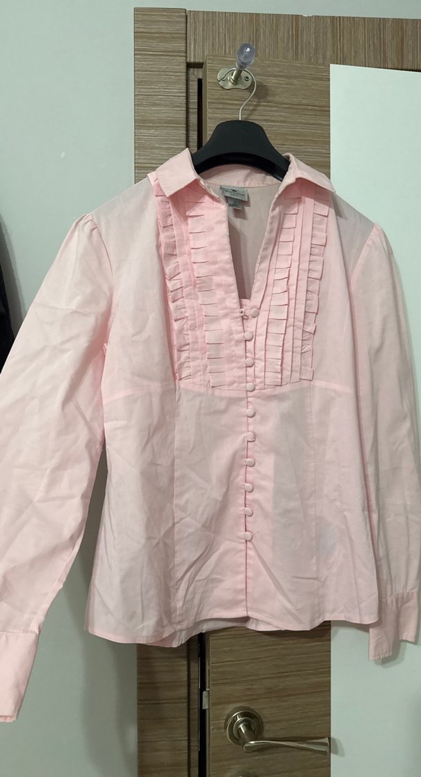 Pembe  Kadın Keten Gömlek - Görsel 4