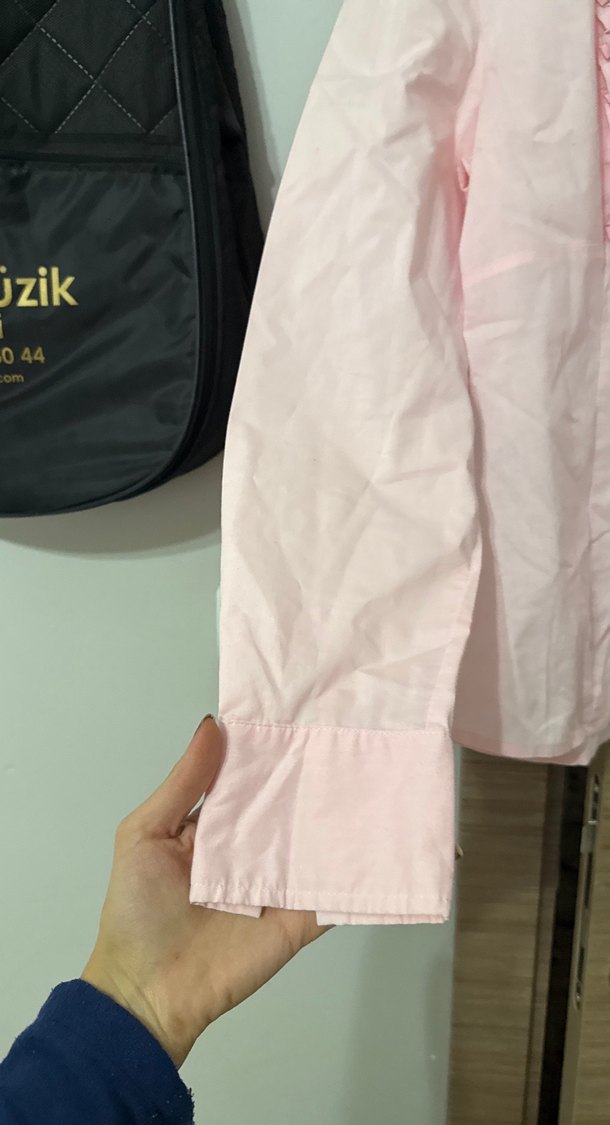 Pembe  Kadın Keten Gömlek - Görsel 3