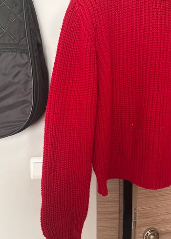 Kırmızı Balıkçı Yaka Örgü Kadın Kazak - Görsel 2