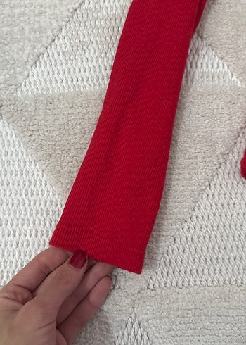 Kırmızı Kadın Boğazlı Triko Kazak - Görsel 4