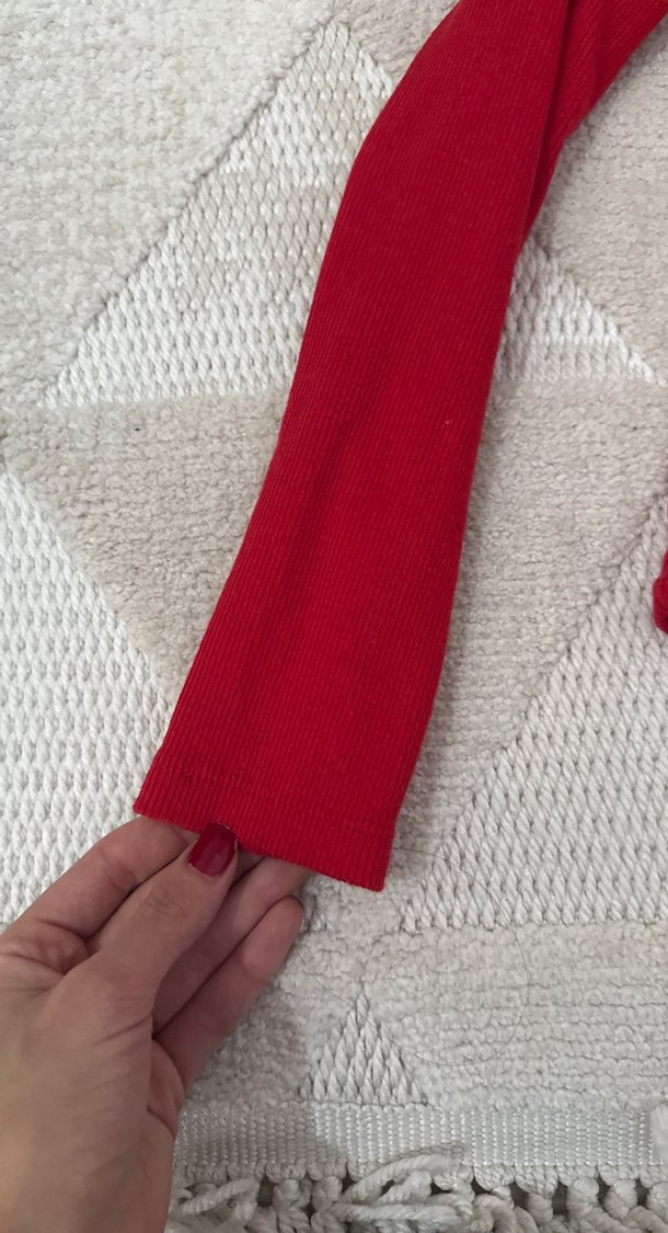 Kırmızı Kadın Boğazlı Triko Kazak - Görsel 4