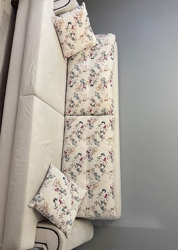 Çiçek Desenli Modern Klasik Beyaz Koltuk - Görsel 2