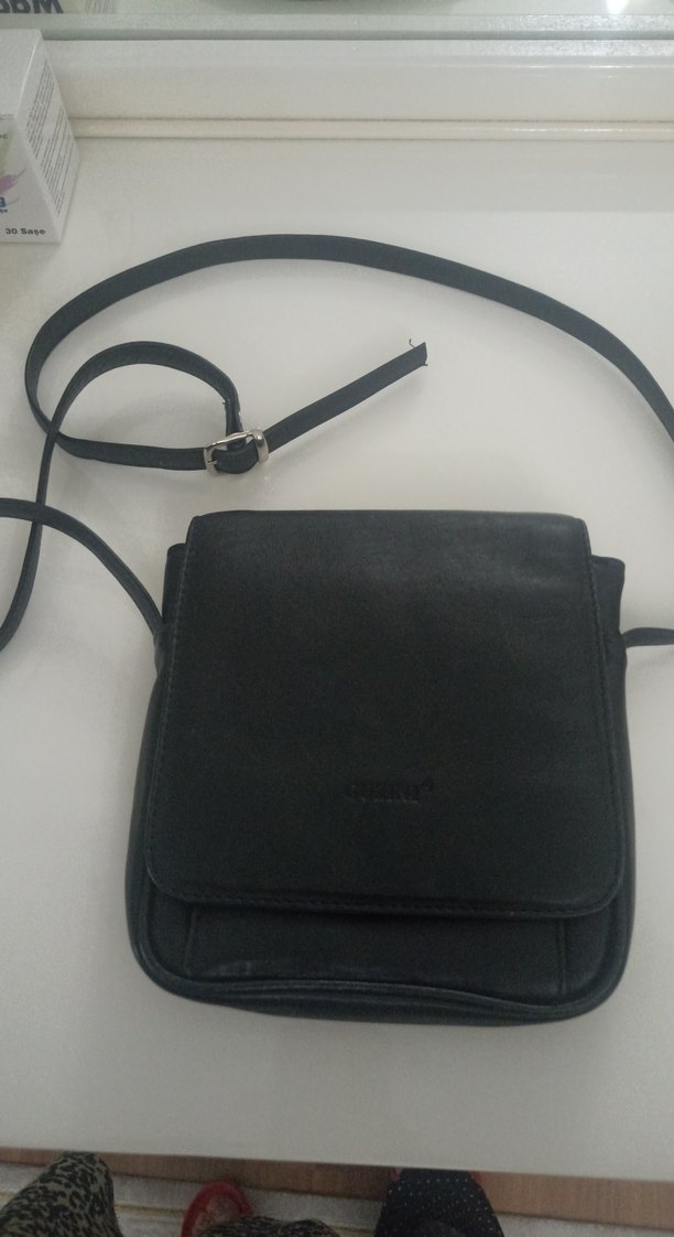 Siyah bayan deri Omuz Çantası Tokalı - Görsel 5