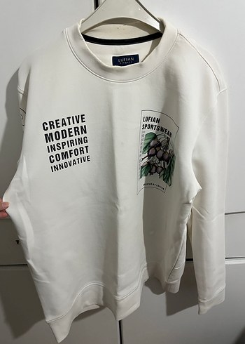 Lufian Ekru Bisiklet Yaka Sweatshirt