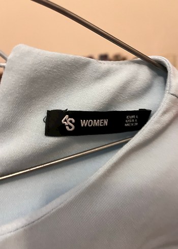 Mavi V Yaka  Midi Elbise - Görsel 3