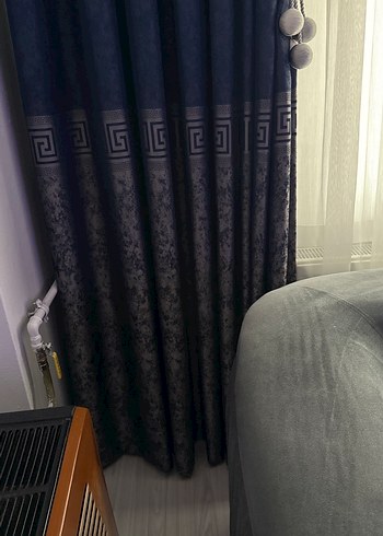 Lacivert Yılan Desenli Modern Klasik Perde - Görsel 2