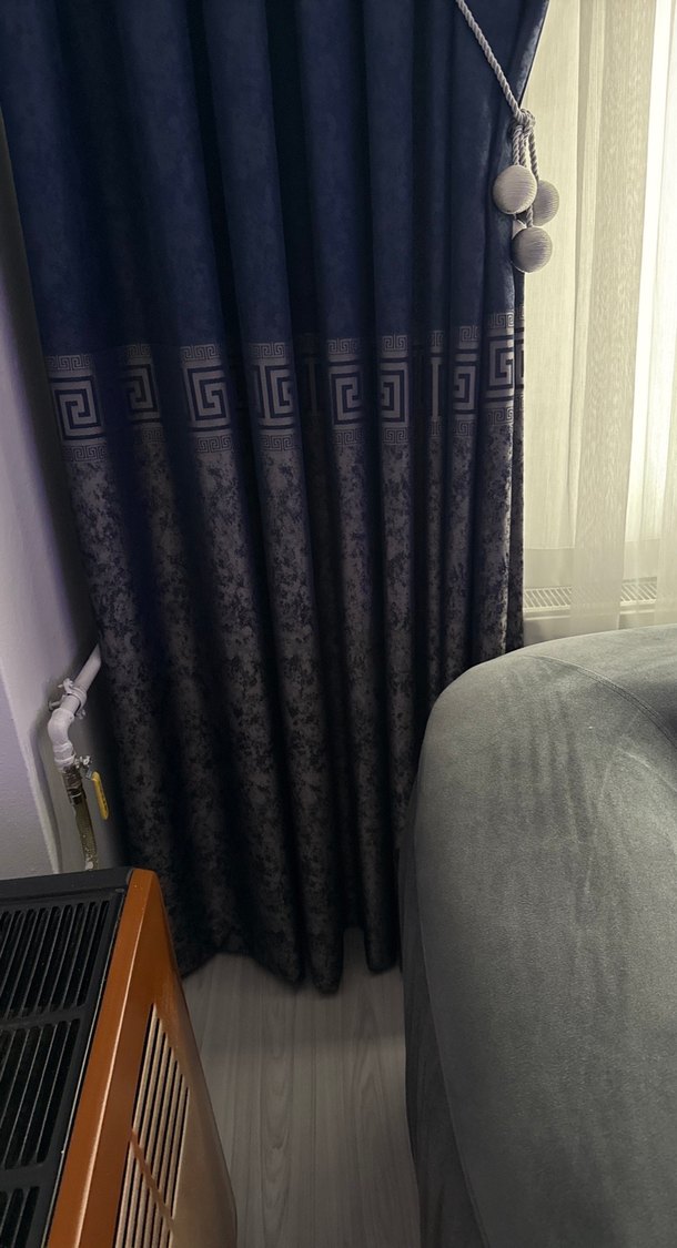 Lacivert Yılan Desenli Modern Klasik Perde - Görsel 2