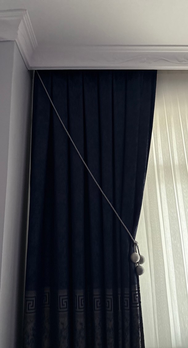 Lacivert Yılan Desenli Modern Klasik Perde - Görsel 3