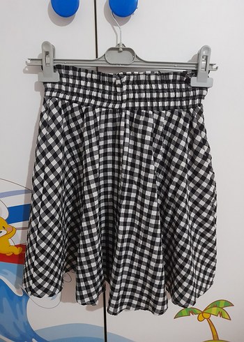 Kadın Siyah Beyaz Ekose Midi Etek - Görsel 2