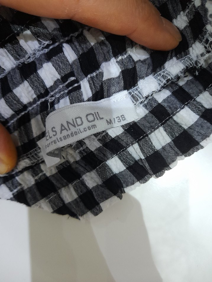 Kadın Siyah Beyaz Ekose Midi Etek - Görsel 3