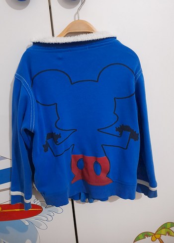 Mavi Kapüşonlu Fermuarlı Erkek Sweatshirt - Görsel 2