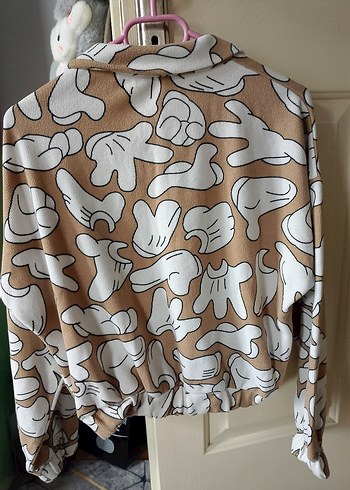 Bej Baskılı Rahat Kesim Kadın Mont - Görsel 2