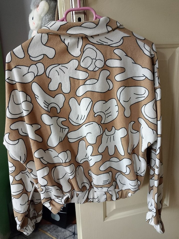 Bej Baskılı Rahat Kesim Kadın Mont - Görsel 2