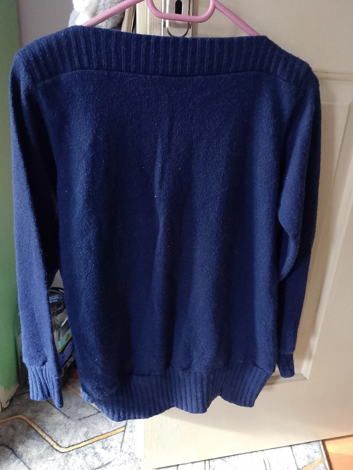 Mavi Baskılı Kız Çocuk Triko Kazak - Görsel 2