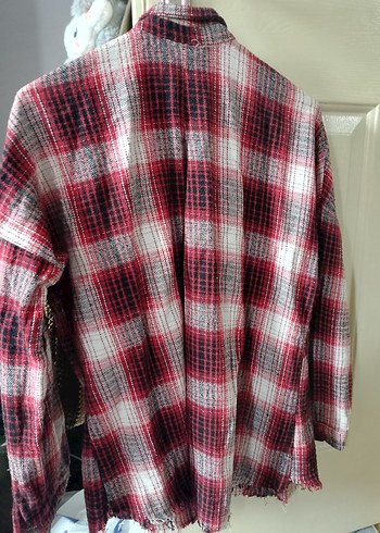 Kırmızı Gri Ekose Uzun Kollu Pamuklu Gömlek - Görsel 2