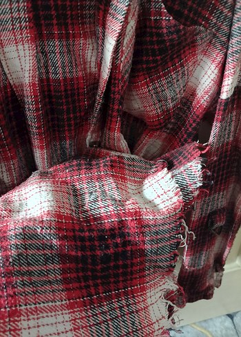 Kırmızı Gri Ekose Uzun Kollu Pamuklu Gömlek - Görsel 3