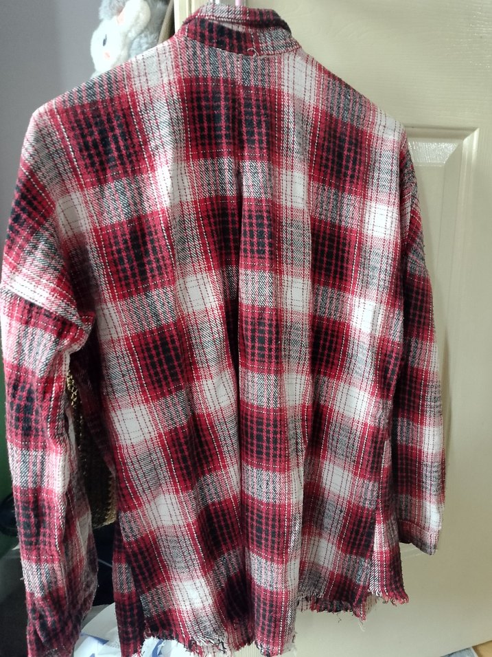 Kırmızı Gri Ekose Uzun Kollu Pamuklu Gömlek - Görsel 2