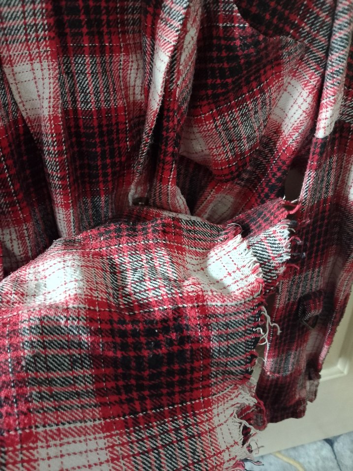 Kırmızı Gri Ekose Uzun Kollu Pamuklu Gömlek - Görsel 3