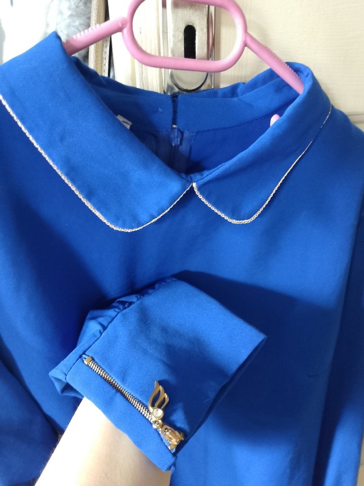 Mavi Uzun Kollu Kadın Gömlek - Görsel 3