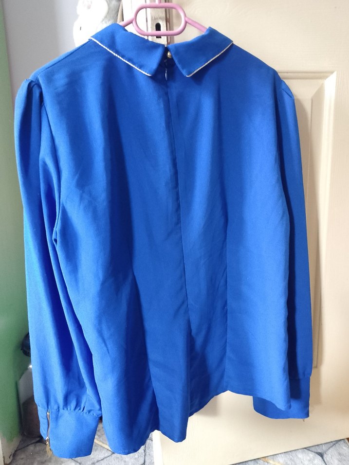 Mavi Uzun Kollu Kadın Gömlek - Görsel 2