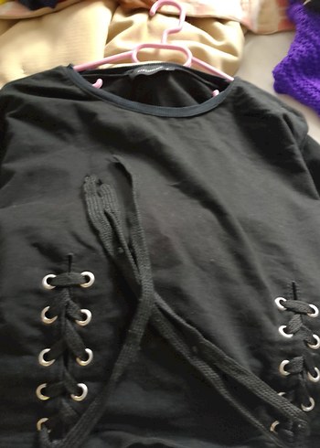 Siyah Süet Düğmeli Kadın Sweatshirt - Görsel 3