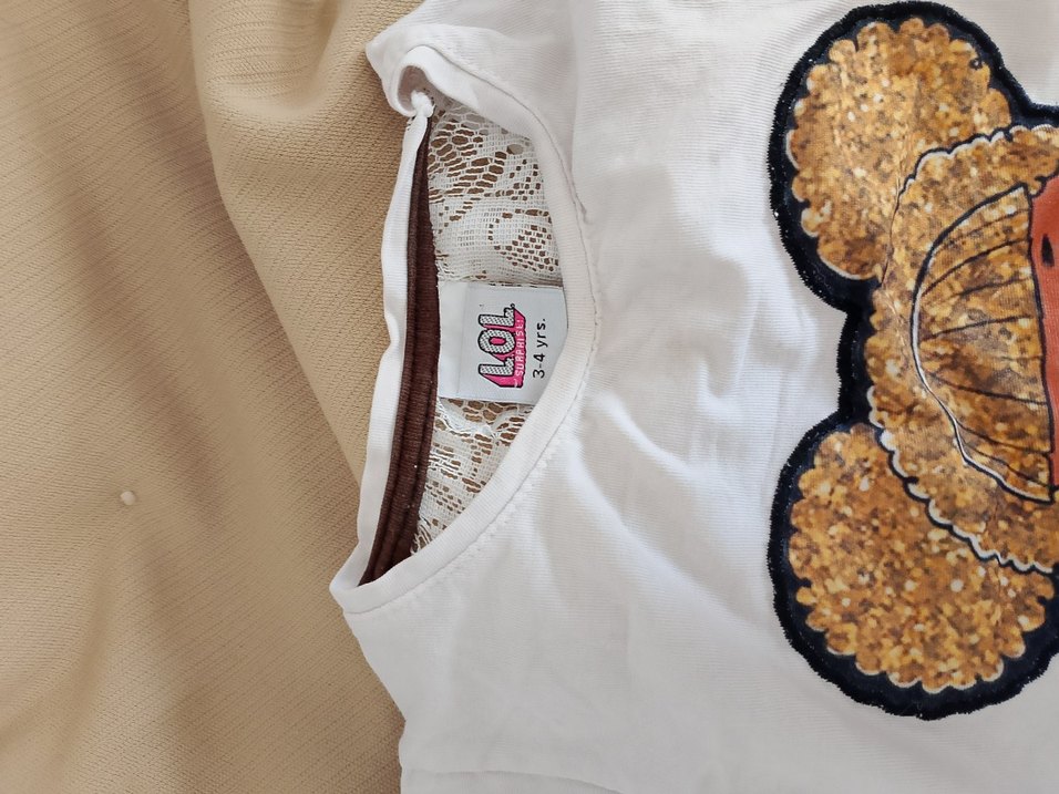 Kız Çocuk Beyaz Kısa Kollu Tişört - Görsel 3