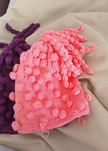 Pembe Örgü Çocuk Bere - Görsel 2