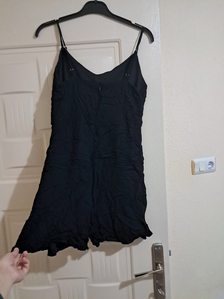 Siyah Mini askılı Kolsuz Tulum - Görsel 4