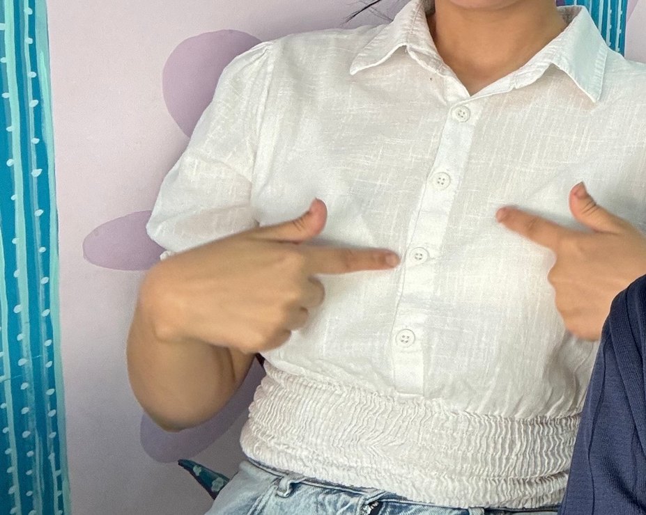 Düğmeli Beyaz Keten Salaş Bluz - Görsel 2