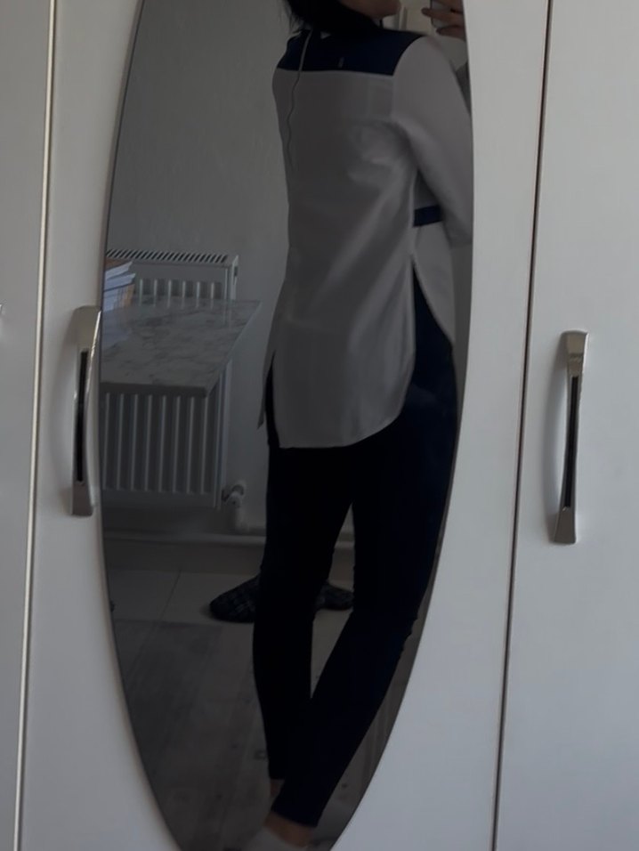 Kadın Gri Beyaz Pamuklu Gömlek - Görsel 3