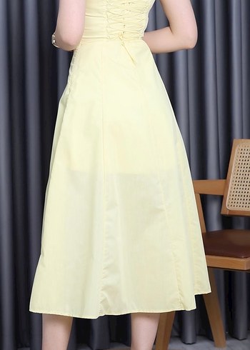 Sarı Askılı Midi Elbise - Görsel 6